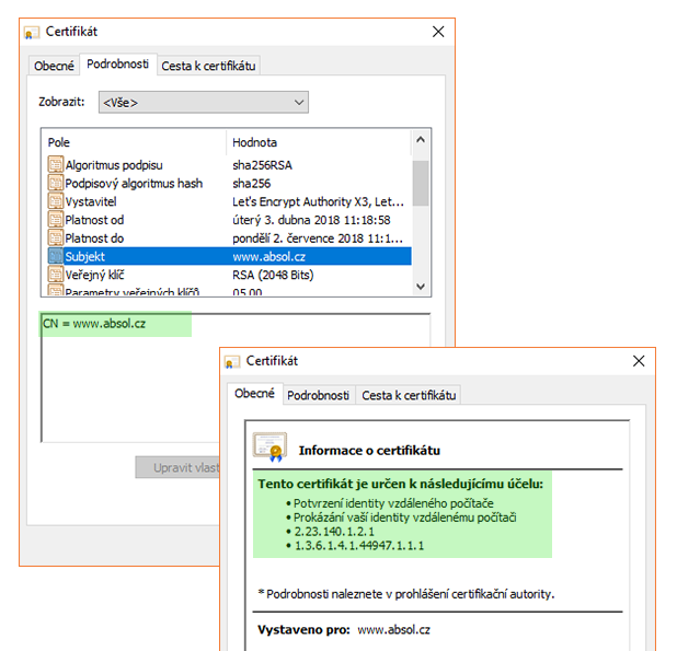 DV SSL certifikat